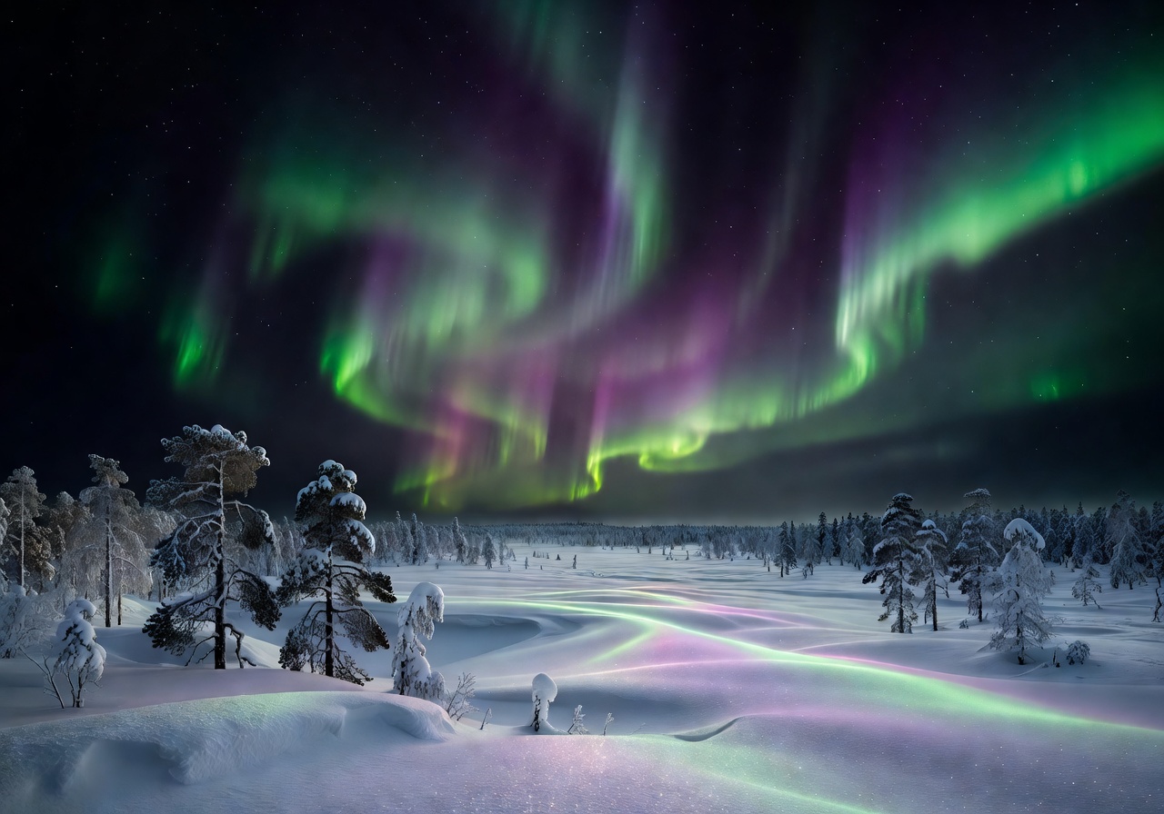 Arctic aurora Lapland night